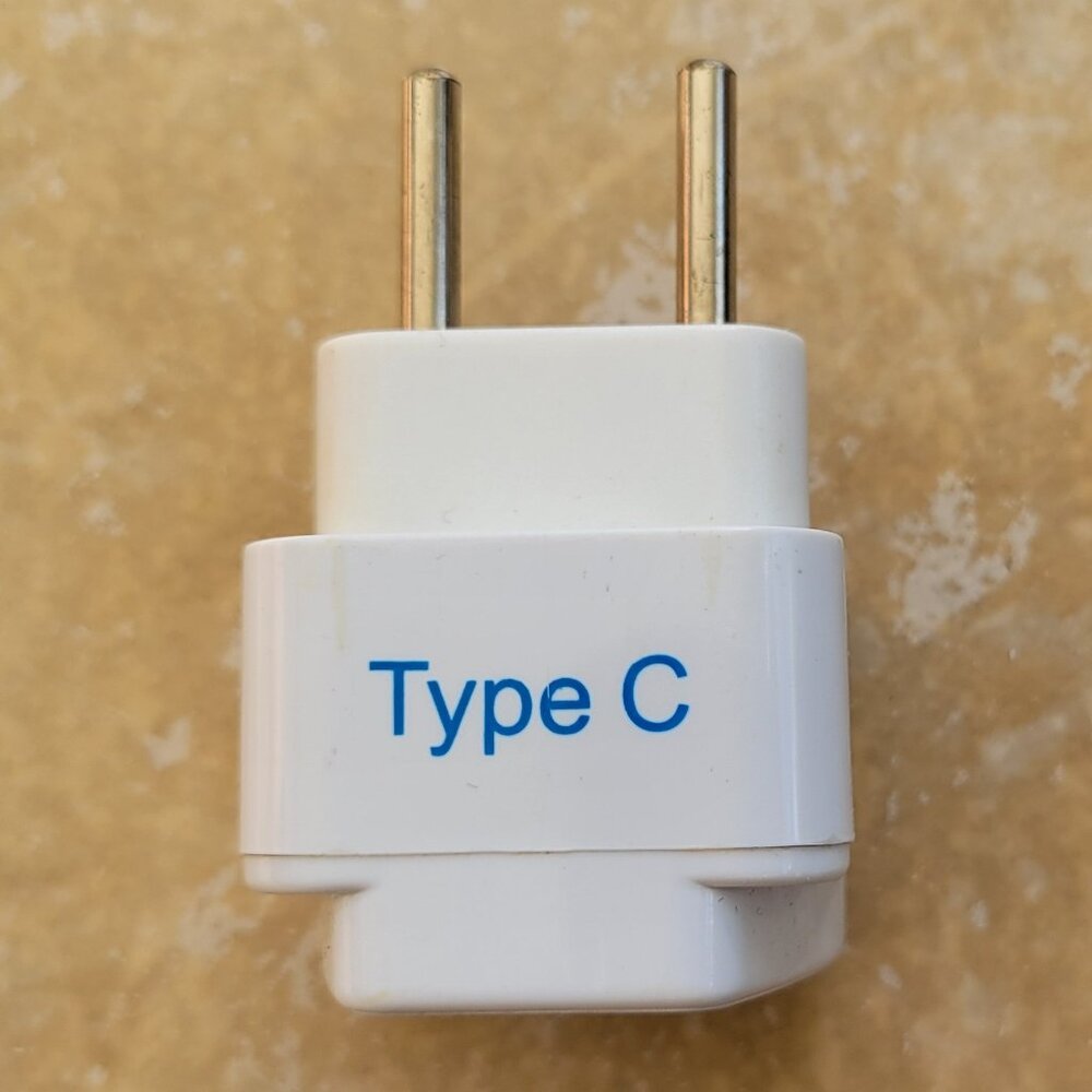 Universal to Type C European Travel Plug Adapter - White - Grounded